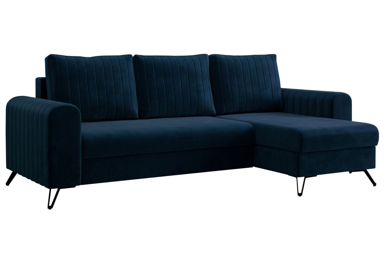 Narożnik AXEL L - uniwersalny - ciemnoniebieski, welwet