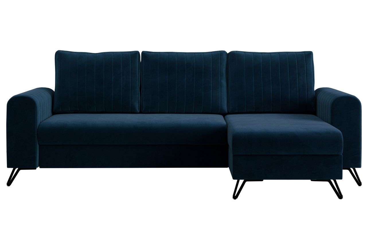 Narożnik AXEL L - uniwersalny - ciemnoniebieski, welwet