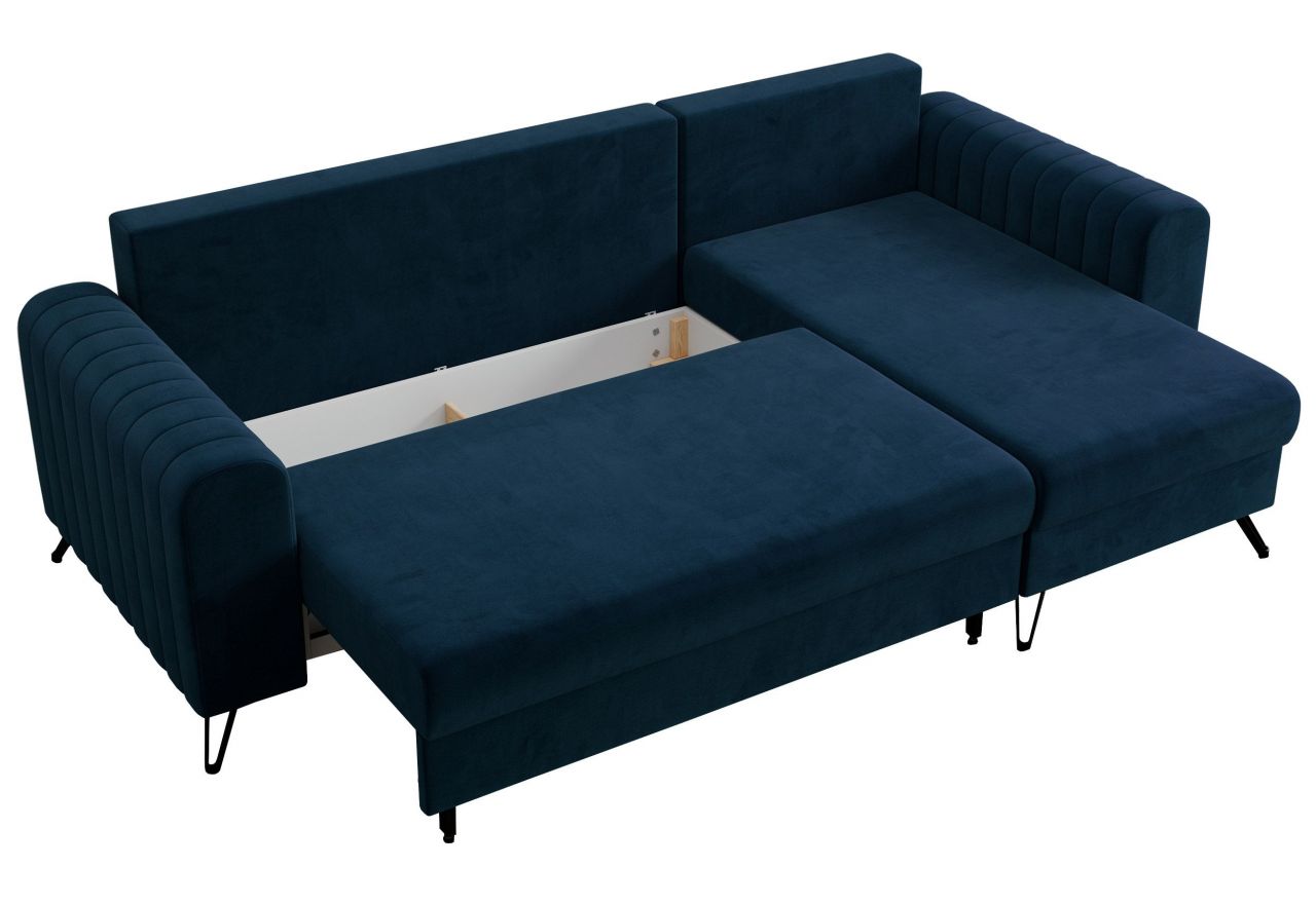 Narożnik AXEL L - uniwersalny - ciemnoniebieski, welwet