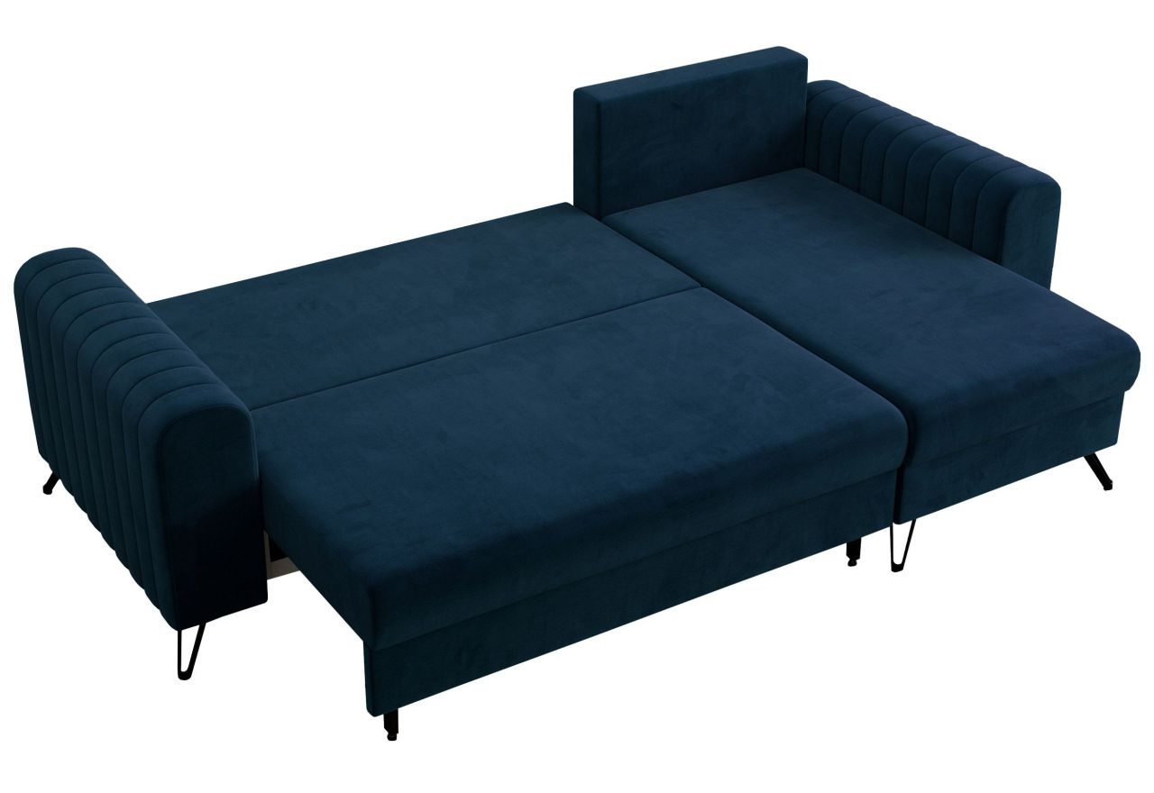 Narożnik AXEL L - uniwersalny - ciemnoniebieski, welwet