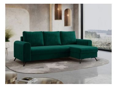 Narożnik AXEL L - uniwersalny - ciemnozielony, welwet