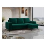 Narożnik AXEL L - uniwersalny - ciemnozielony, welwet