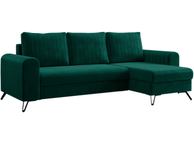 Narożnik AXEL L - uniwersalny - ciemnozielony, welwet