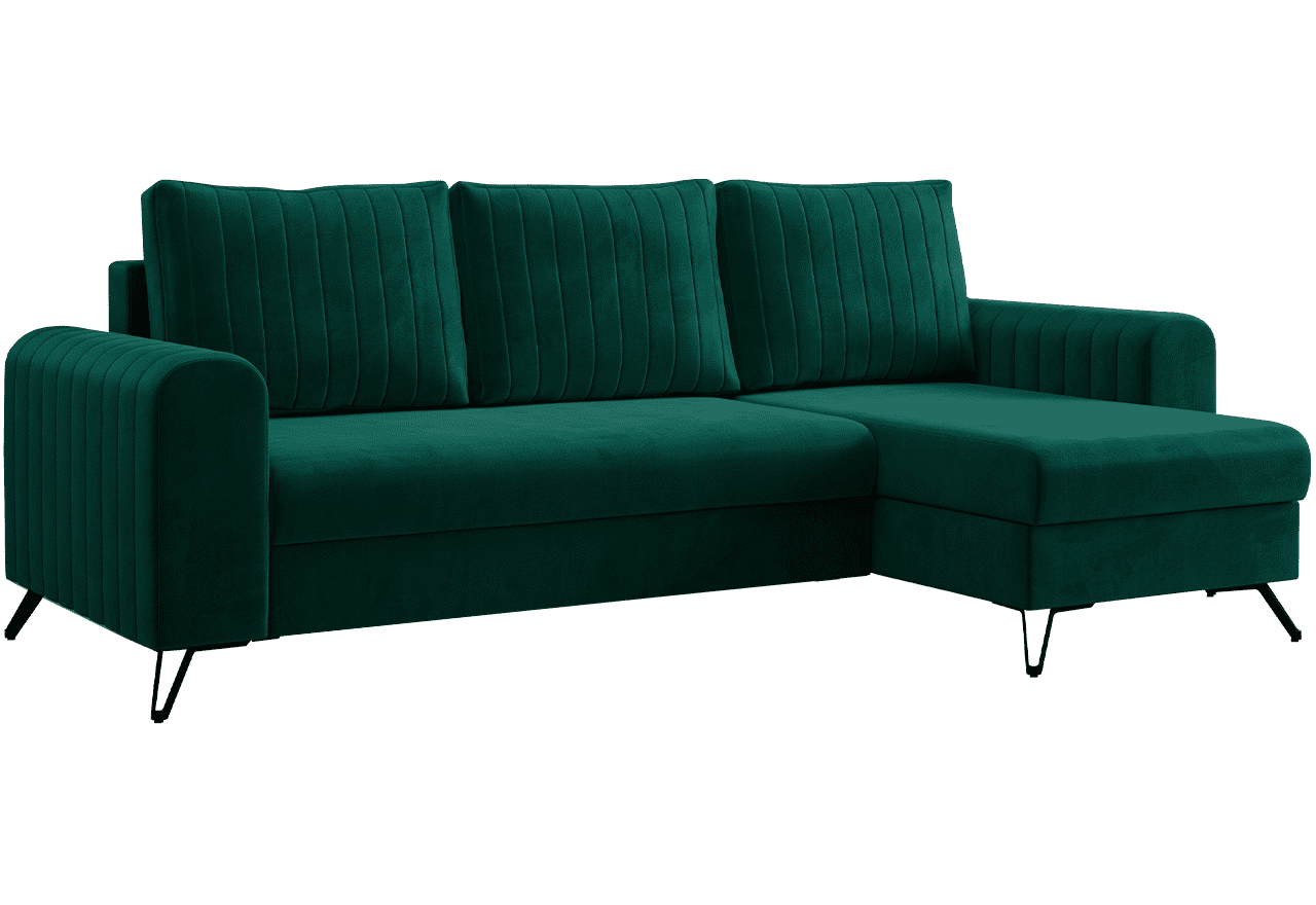 Narożnik AXEL L - uniwersalny - ciemnozielony, welwet