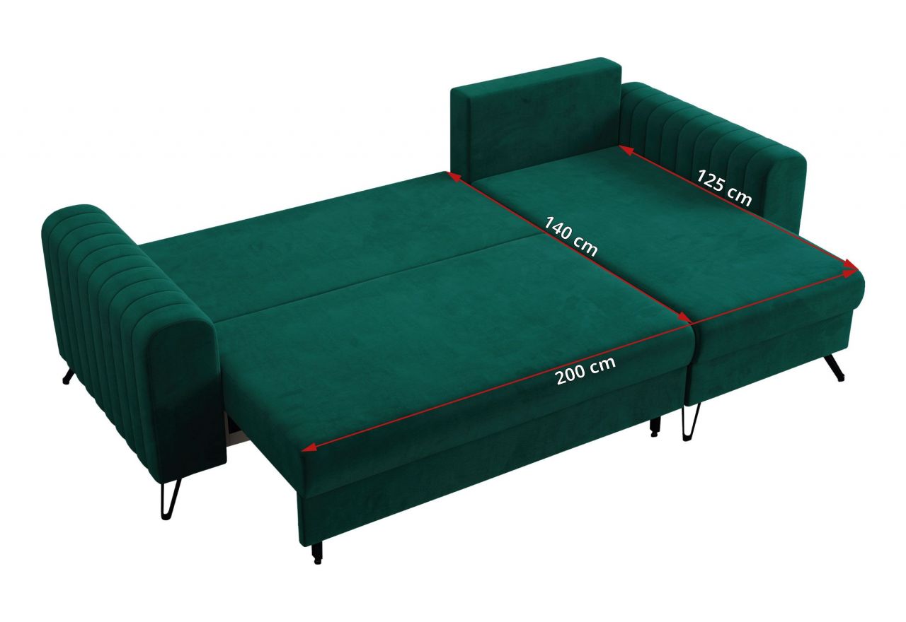 Narożnik AXEL L - uniwersalny - ciemnozielony, welwet