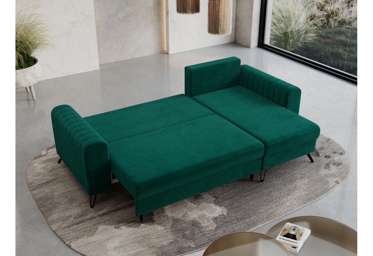 Narożnik AXEL L - uniwersalny - ciemnozielony, welwet