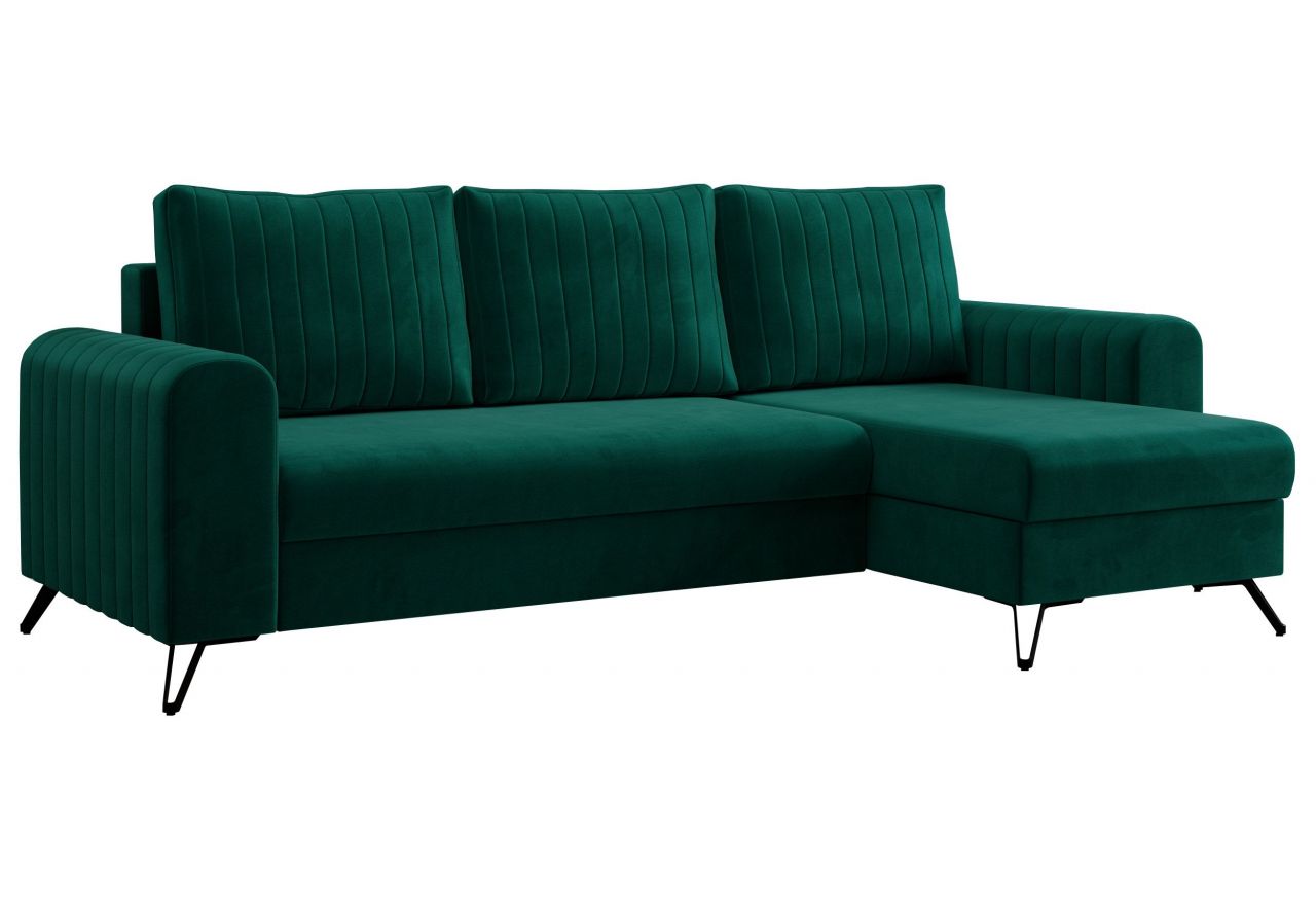 Narożnik AXEL L - uniwersalny - ciemnozielony, welwet
