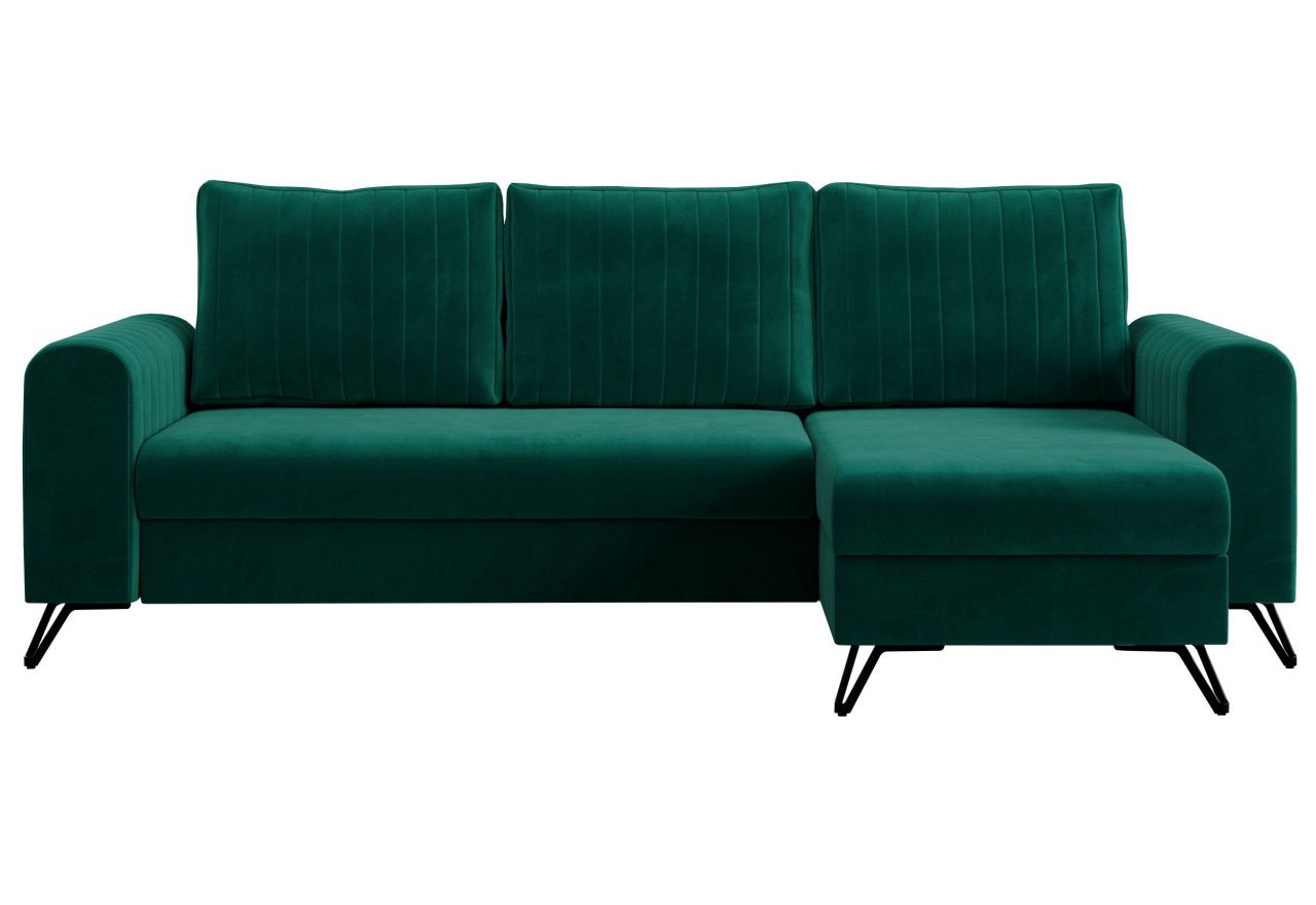 Narożnik AXEL L - uniwersalny - ciemnozielony, welwet