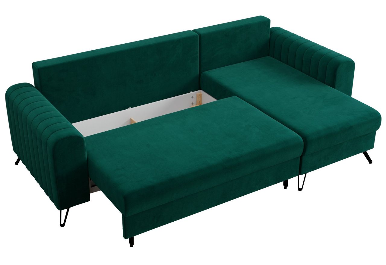 Narożnik AXEL L - uniwersalny - ciemnozielony, welwet