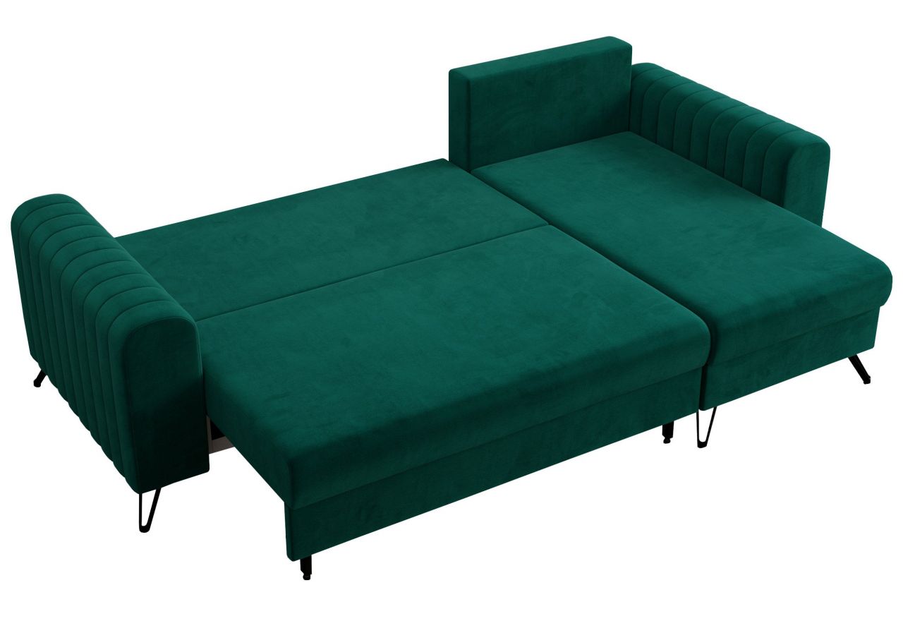 Narożnik AXEL L - uniwersalny - ciemnozielony, welwet