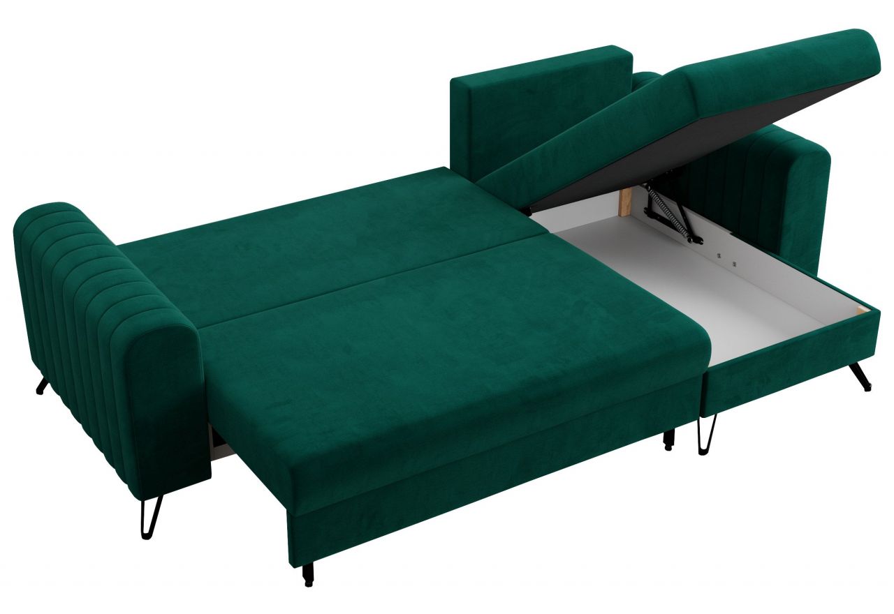 Narożnik AXEL L - uniwersalny - ciemnozielony, welwet