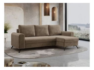 Narożnik AXEL L - uniwersalny - jasnobrązowy, welwet