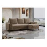 Narożnik AXEL L - uniwersalny - jasnobrązowy, welwet