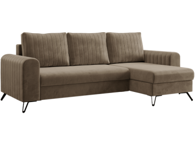 Narożnik AXEL L - uniwersalny - jasnobrązowy, welwet