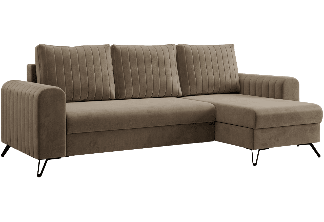 Narożnik AXEL L - uniwersalny - jasnobrązowy, welwet