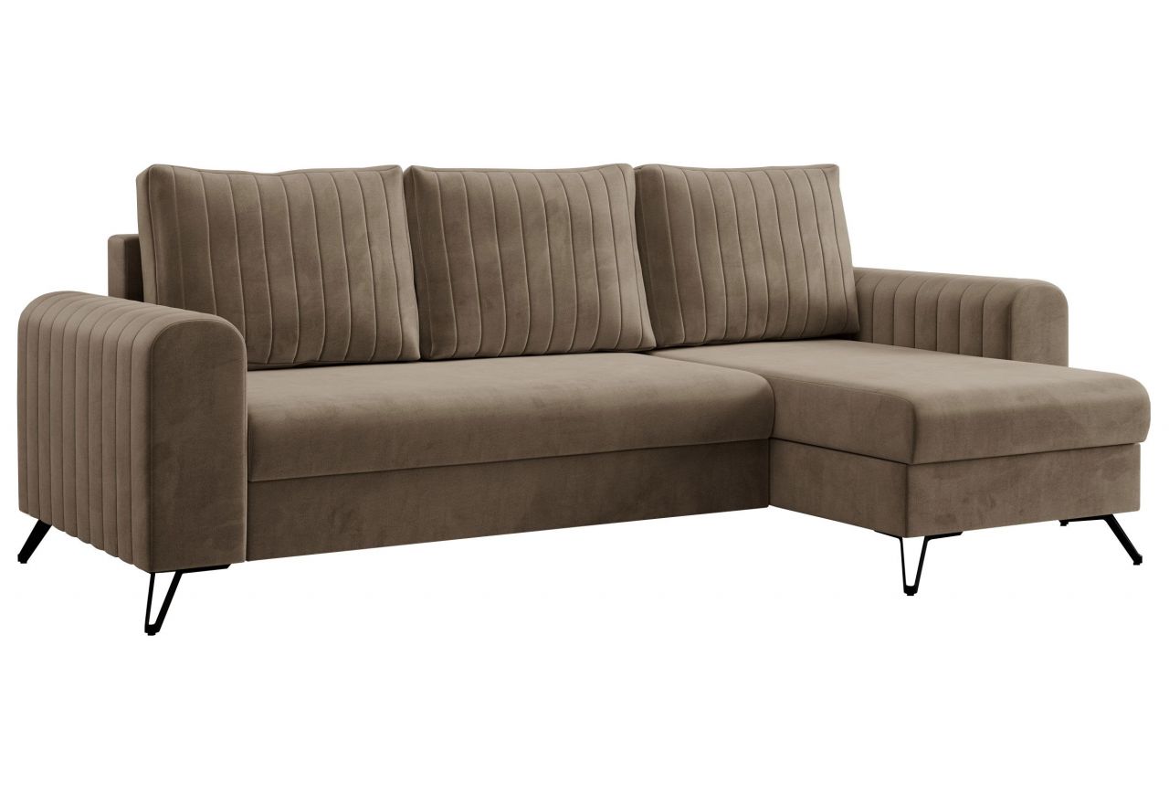 Narożnik AXEL L - uniwersalny - jasnobrązowy, welwet