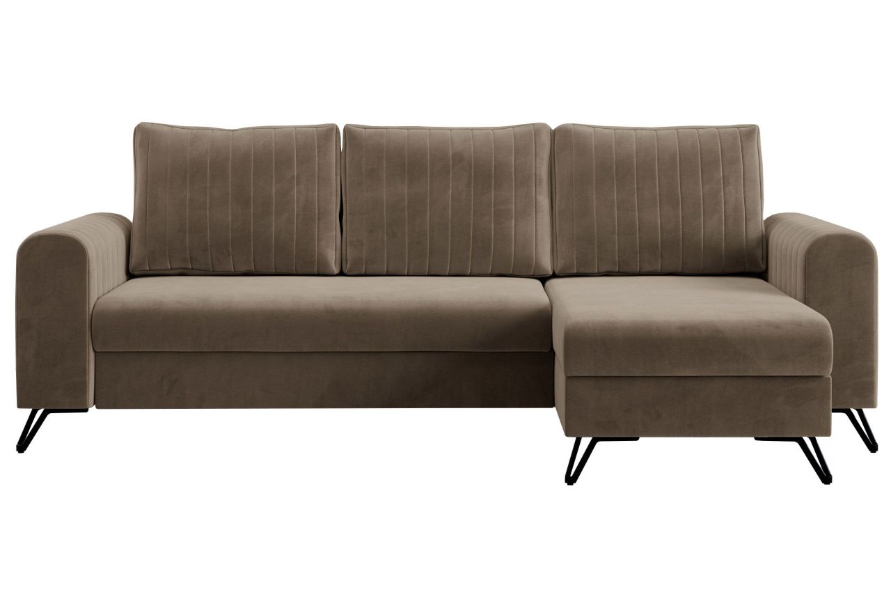 Narożnik AXEL L - uniwersalny - jasnobrązowy, welwet