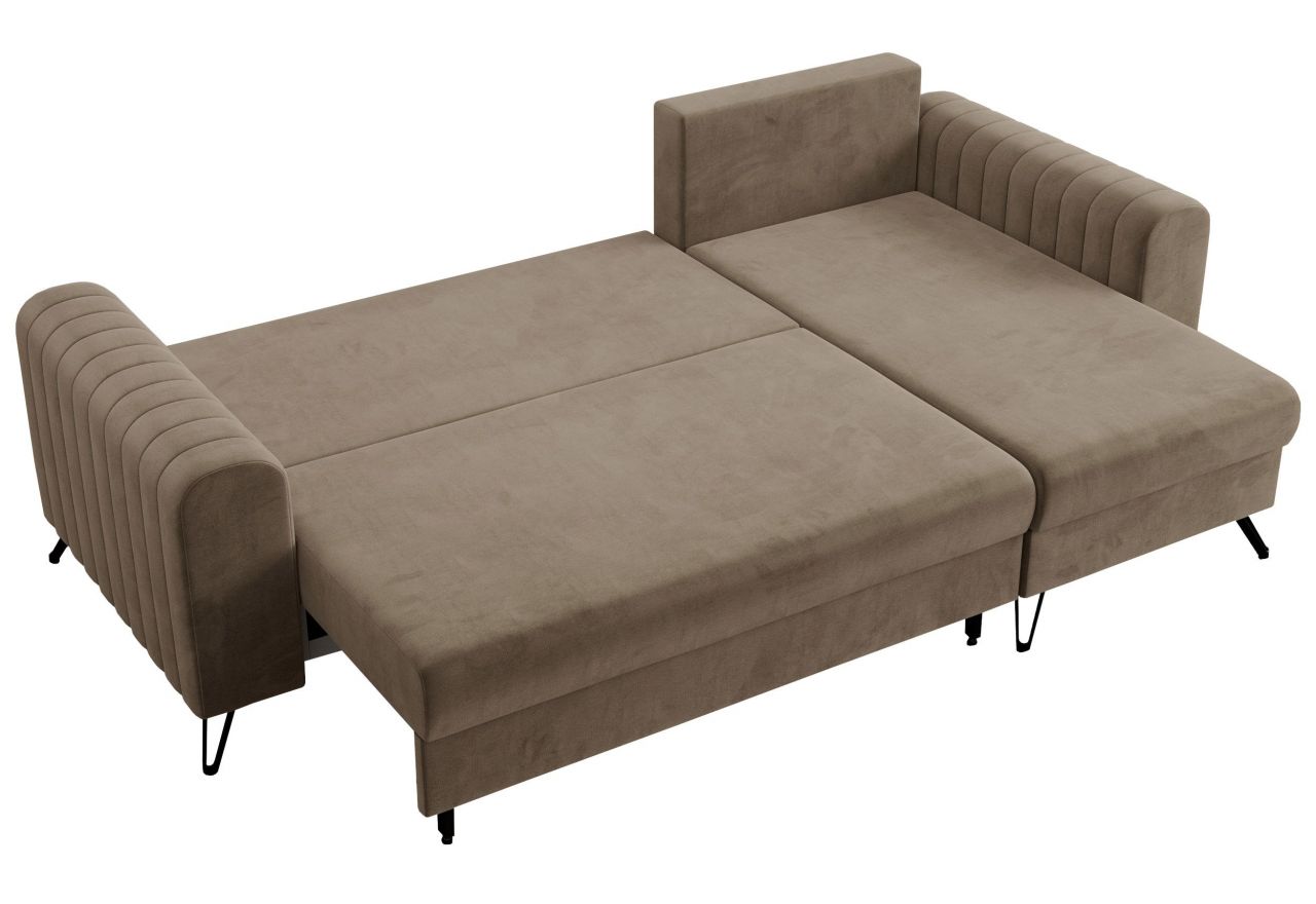 Narożnik AXEL L - uniwersalny - jasnobrązowy, welwet