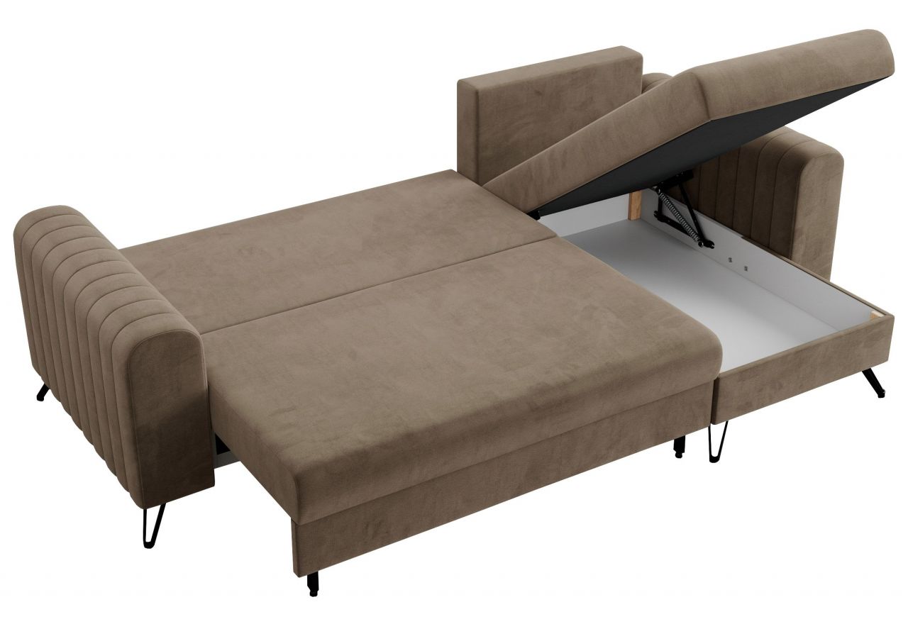 Narożnik AXEL L - uniwersalny - jasnobrązowy, welwet