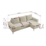 Narożnik AXEL L - uniwersalny - beżowy, welwet