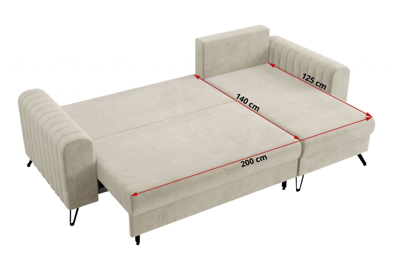 Narożnik AXEL L - uniwersalny - beżowy, welwet