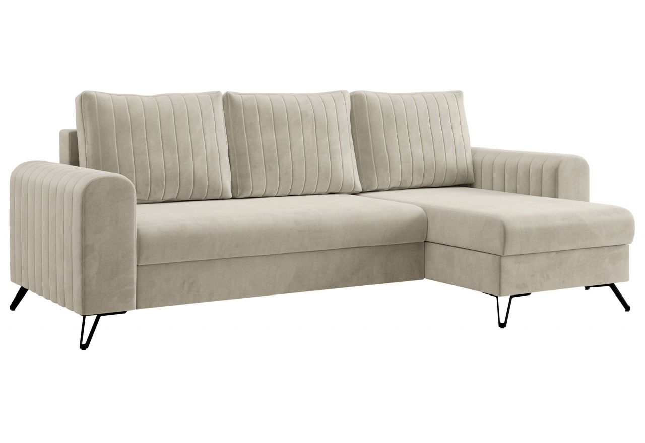 Narożnik AXEL L - uniwersalny - beżowy, welwet