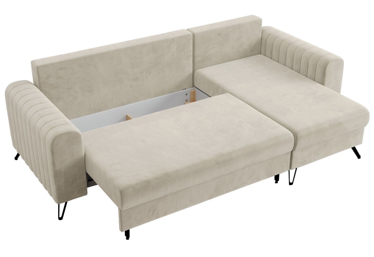 Narożnik AXEL L - uniwersalny - beżowy, welwet