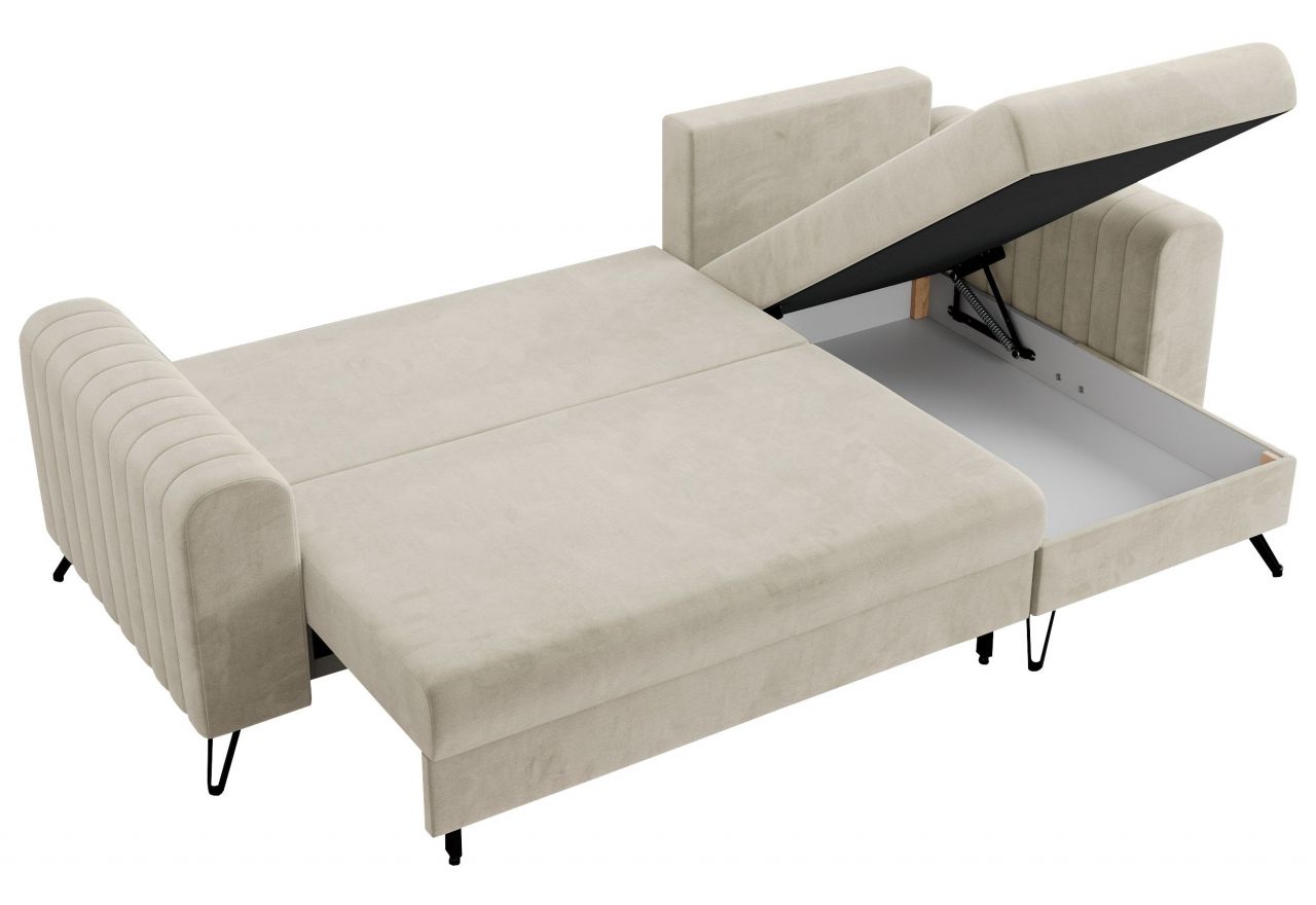 Narożnik AXEL L - uniwersalny - beżowy, welwet