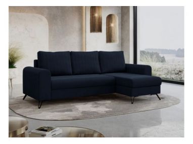 Narożnik AXEL L - uniwersalny - ciemnoniebieski, welwet