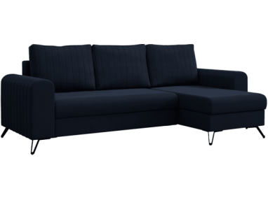 Narożnik AXEL L - uniwersalny - ciemnoniebieski, welwet