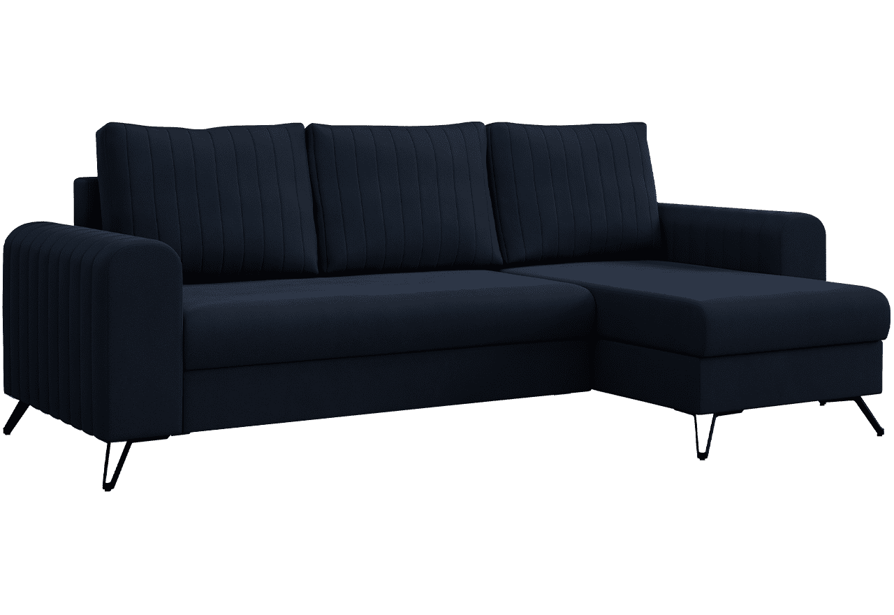 Narożnik AXEL L - uniwersalny - ciemnoniebieski, welwet