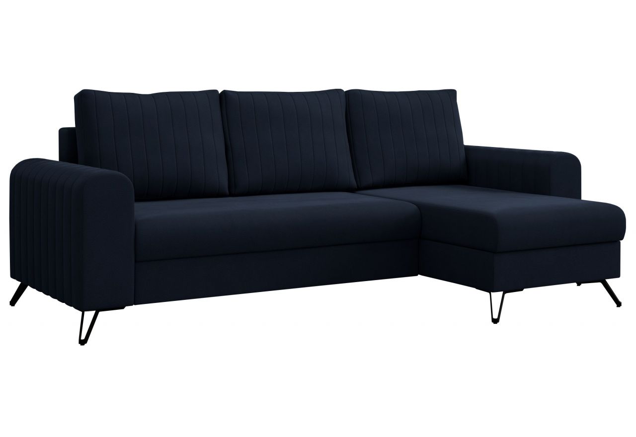 Narożnik AXEL L - uniwersalny - ciemnoniebieski, welwet