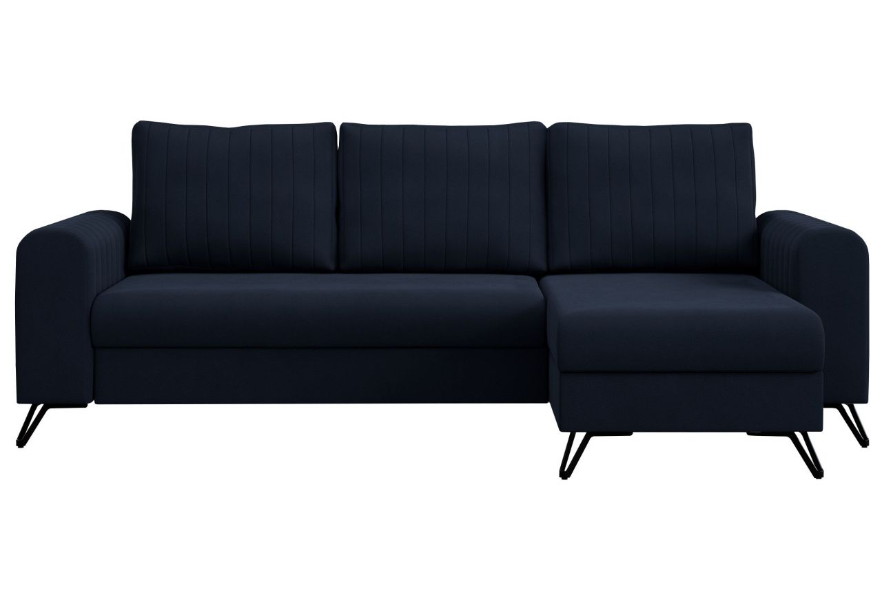 Narożnik AXEL L - uniwersalny - ciemnoniebieski, welwet