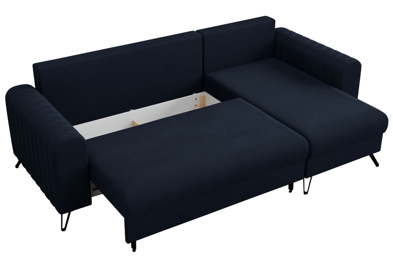 Narożnik AXEL L - uniwersalny - ciemnoniebieski, welwet