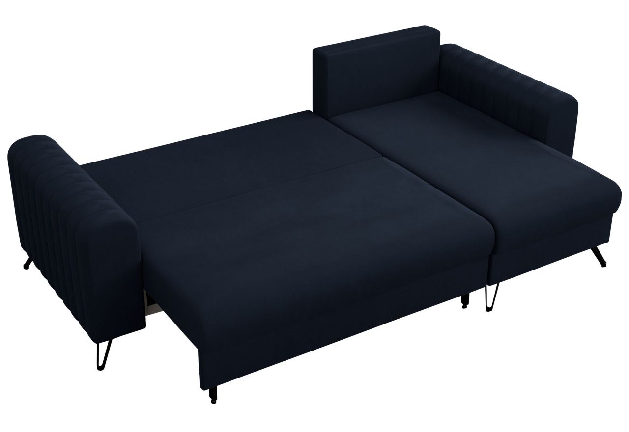 Narożnik AXEL L - uniwersalny - ciemnoniebieski, welwet