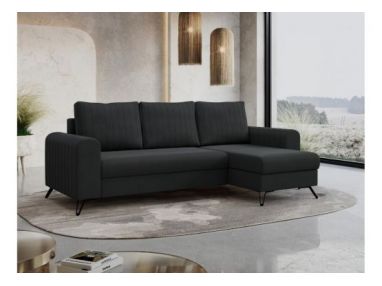 Narożnik AXEL L - uniwersalny - ciemnoszary, welwet