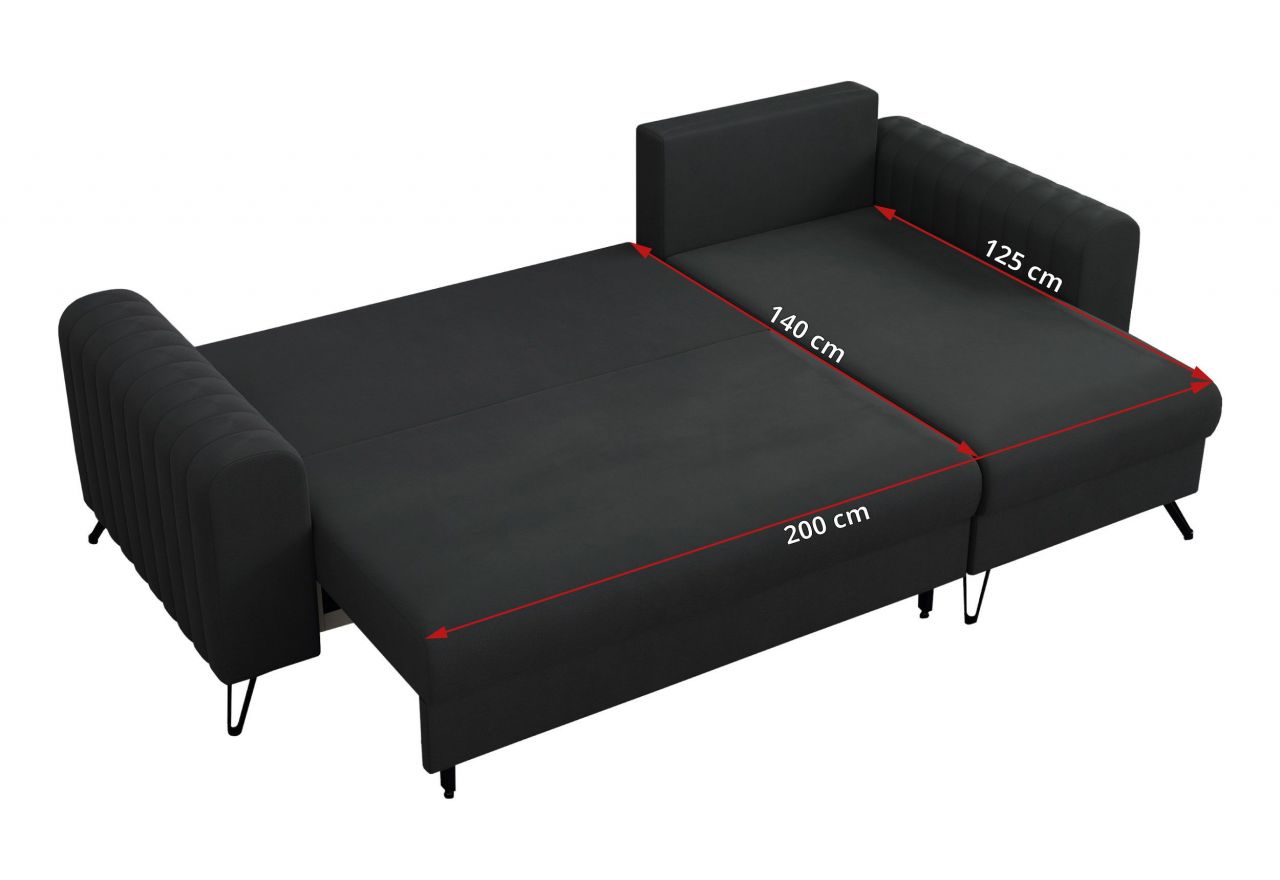 Narożnik AXEL L - uniwersalny - ciemnoszary, welwet