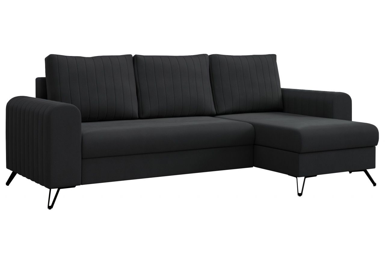 Narożnik AXEL L - uniwersalny - ciemnoszary, welwet