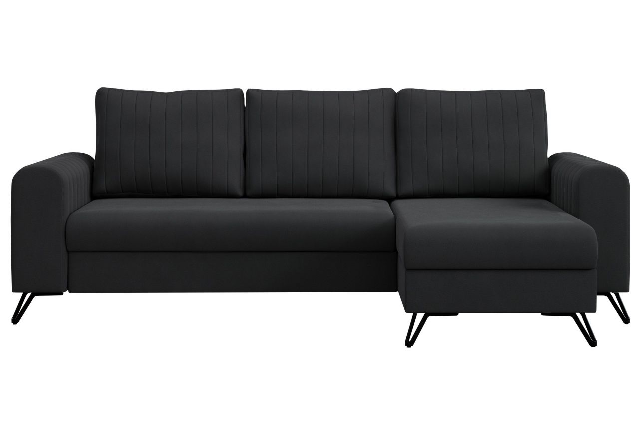 Narożnik AXEL L - uniwersalny - ciemnoszary, welwet