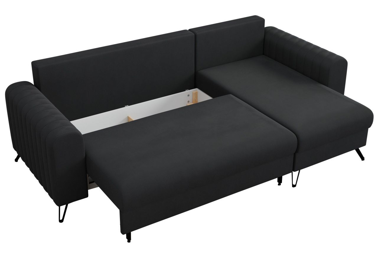 Narożnik AXEL L - uniwersalny - ciemnoszary, welwet