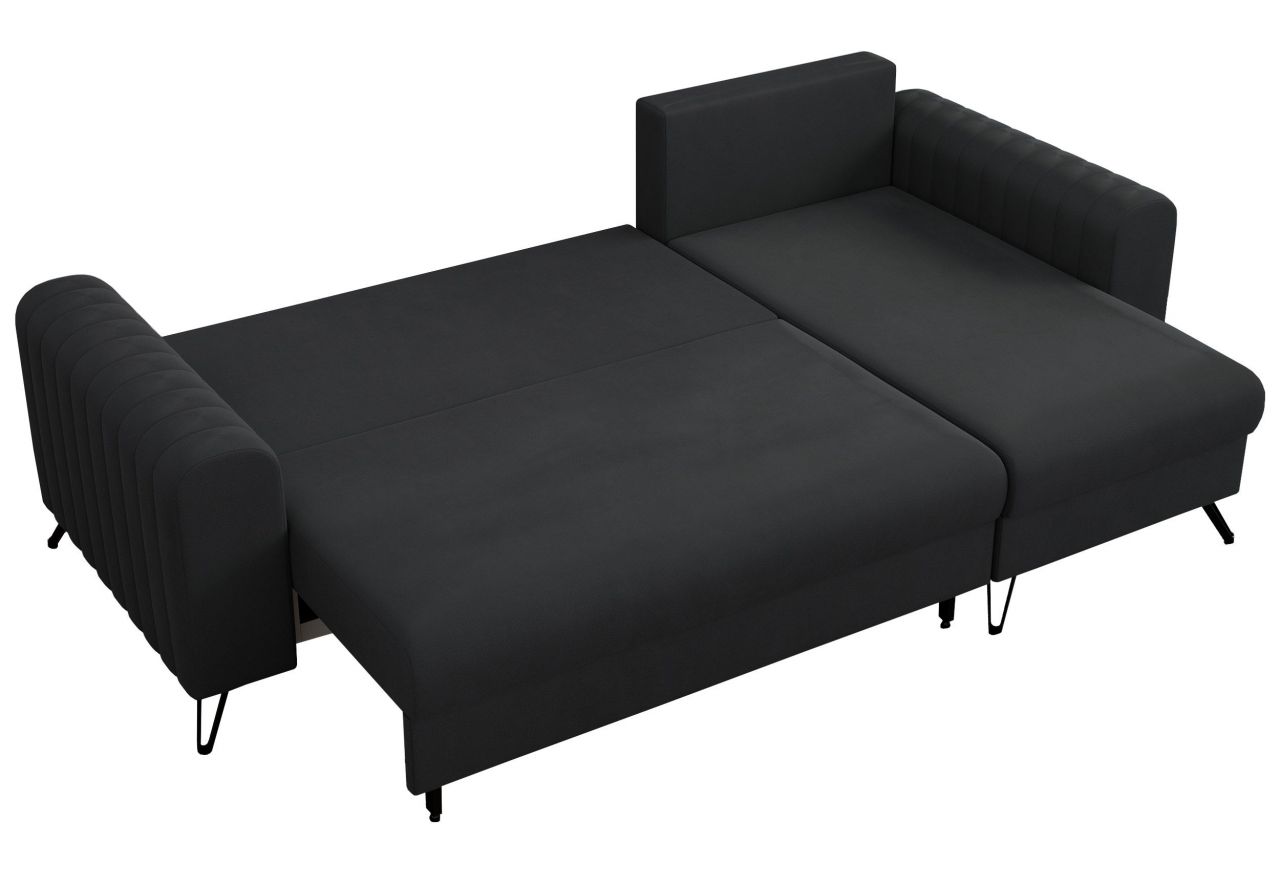 Narożnik AXEL L - uniwersalny - ciemnoszary, welwet