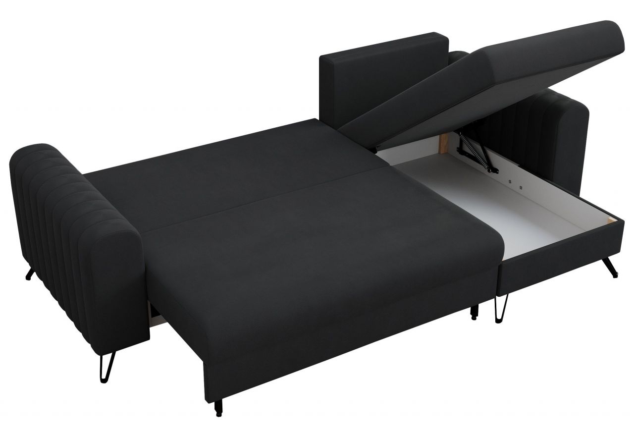 Narożnik AXEL L - uniwersalny - ciemnoszary, welwet