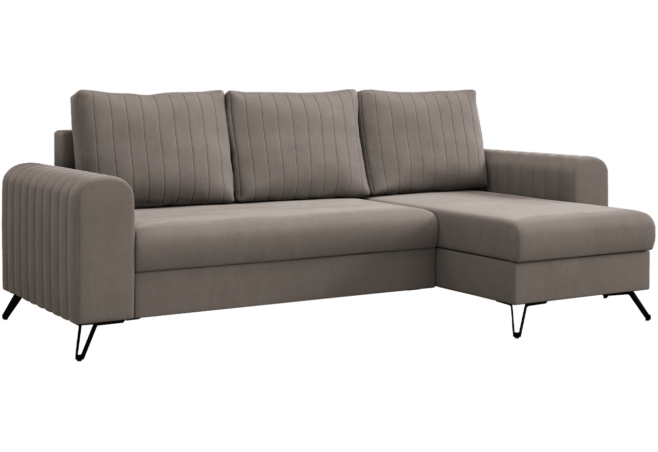 Narożnik AXEL L - uniwersalny - jasnobrązowy, welwet