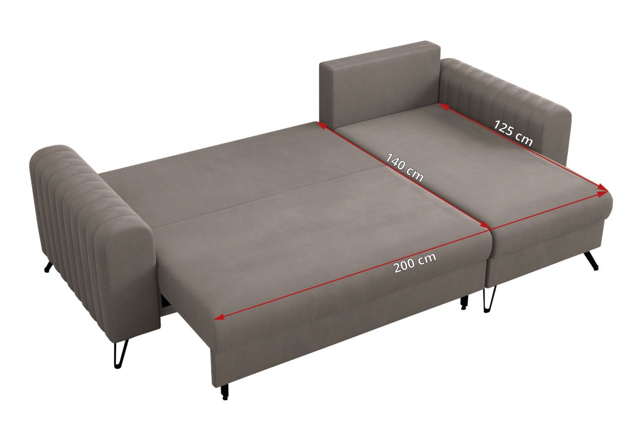 Narożnik AXEL L - uniwersalny - jasnobrązowy, welwet