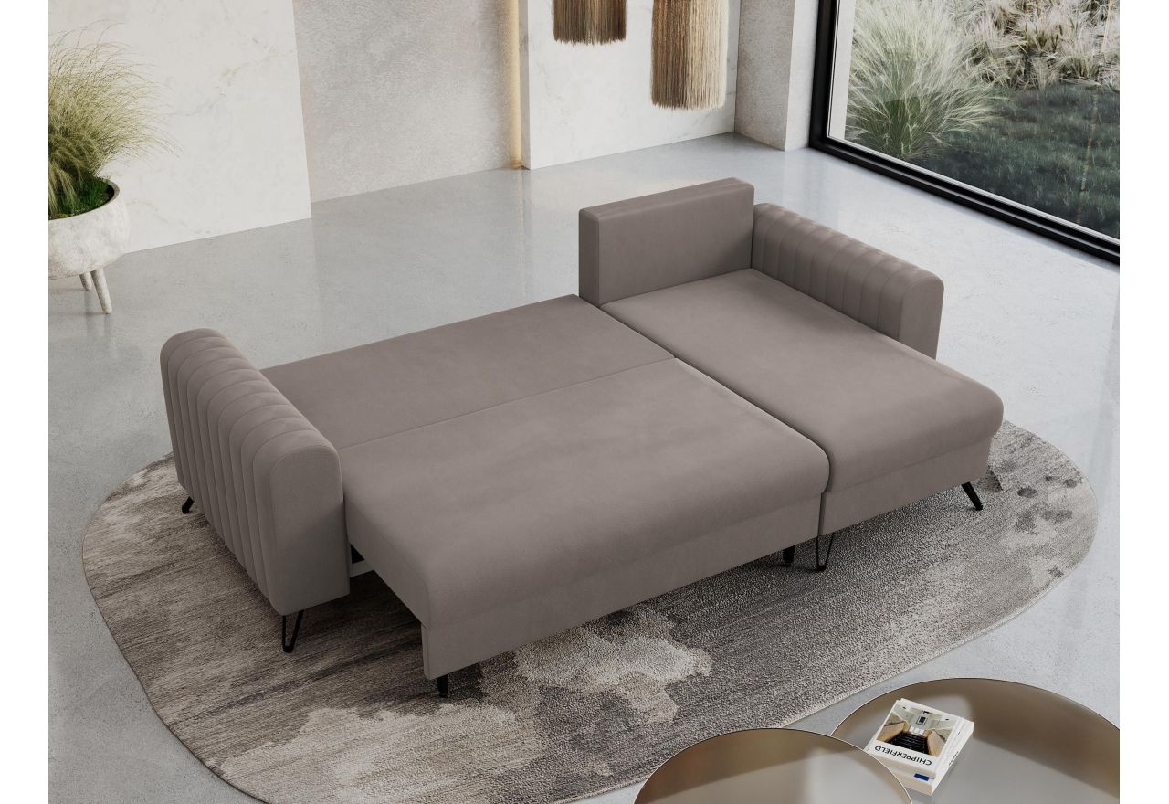 Narożnik AXEL L - uniwersalny - jasnobrązowy, welwet