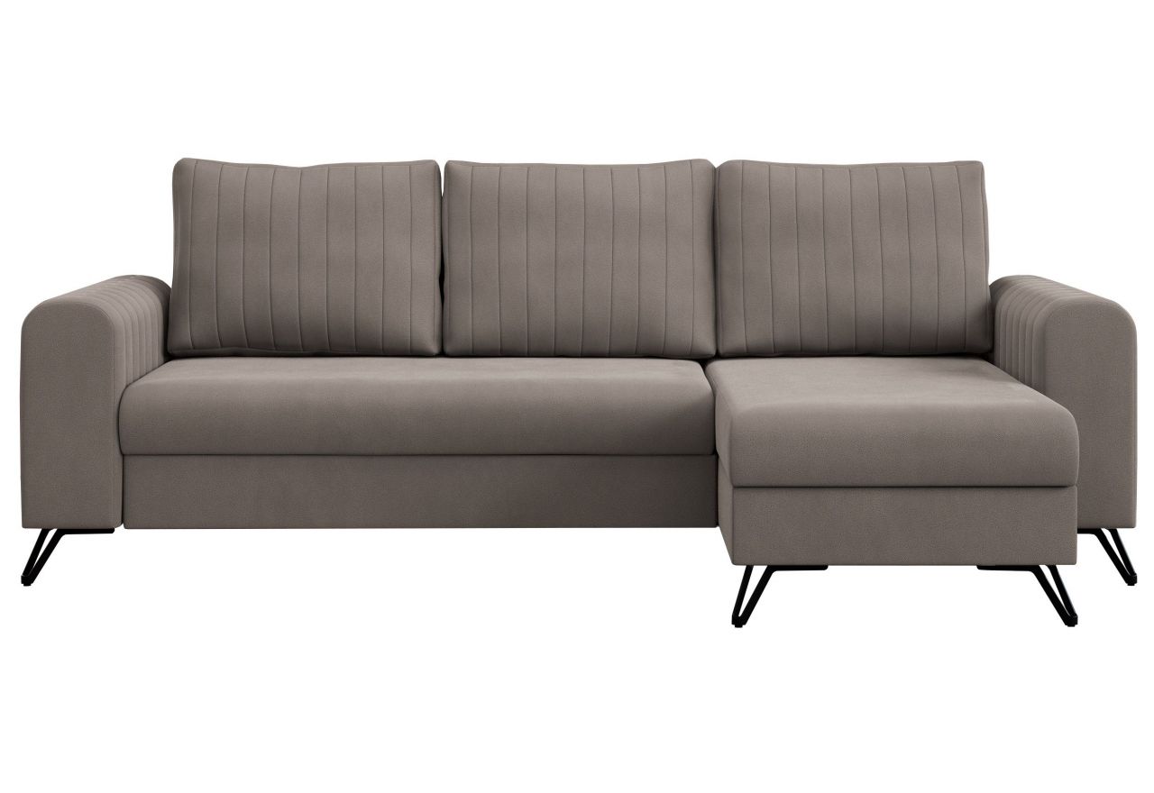 Narożnik AXEL L - uniwersalny - jasnobrązowy, welwet