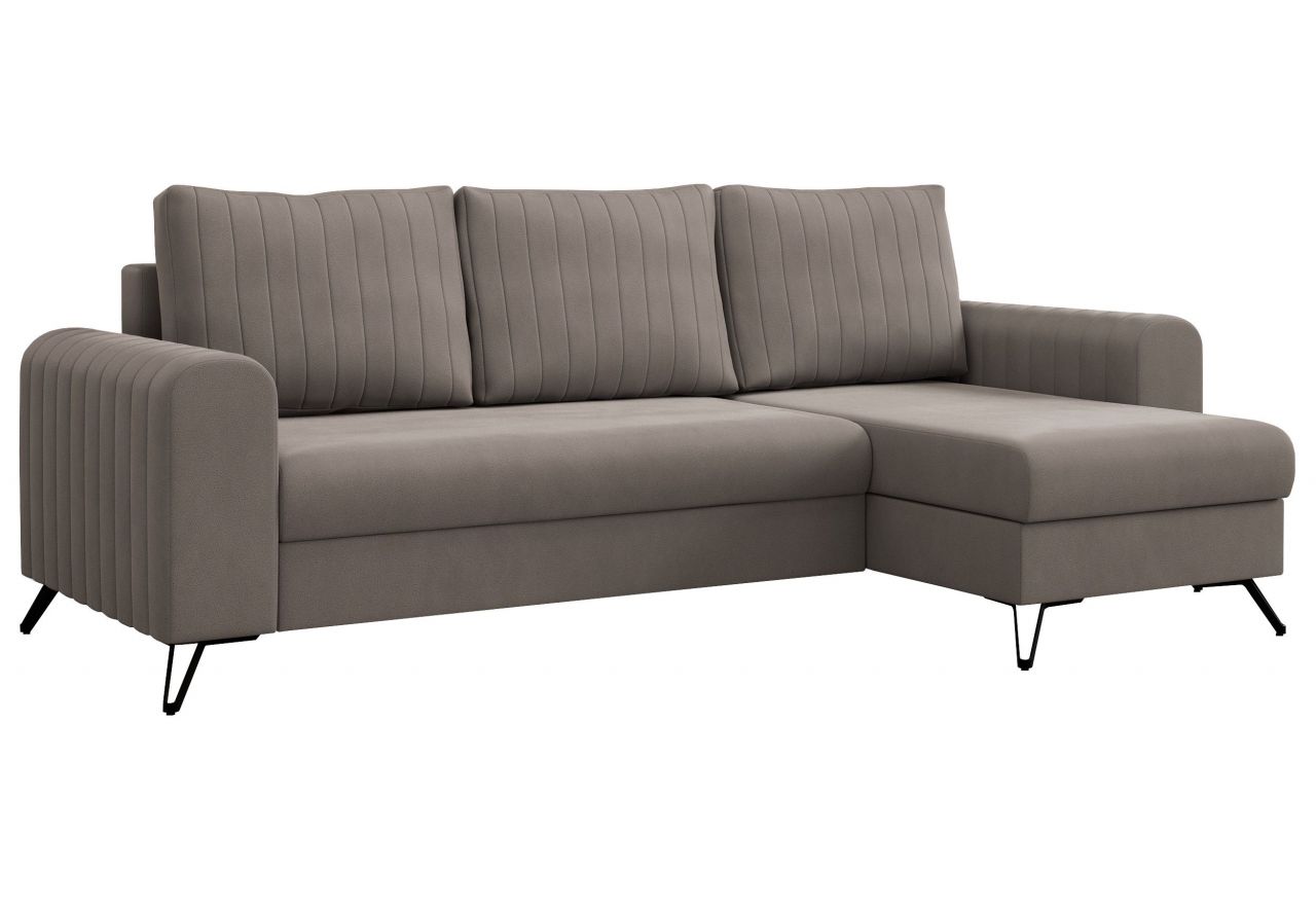 Narożnik AXEL L - uniwersalny - jasnobrązowy, welwet