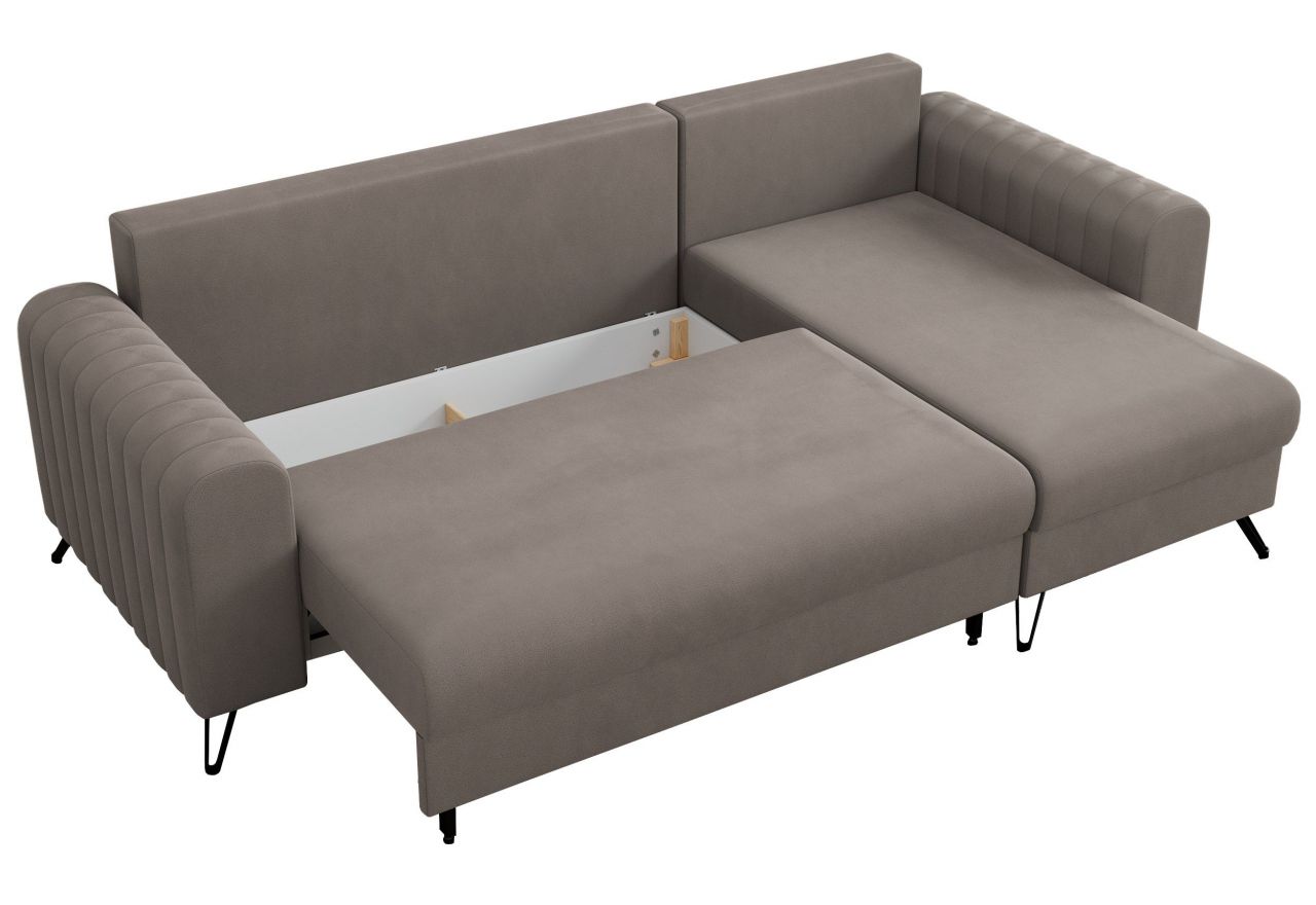 Narożnik AXEL L - uniwersalny - jasnobrązowy, welwet