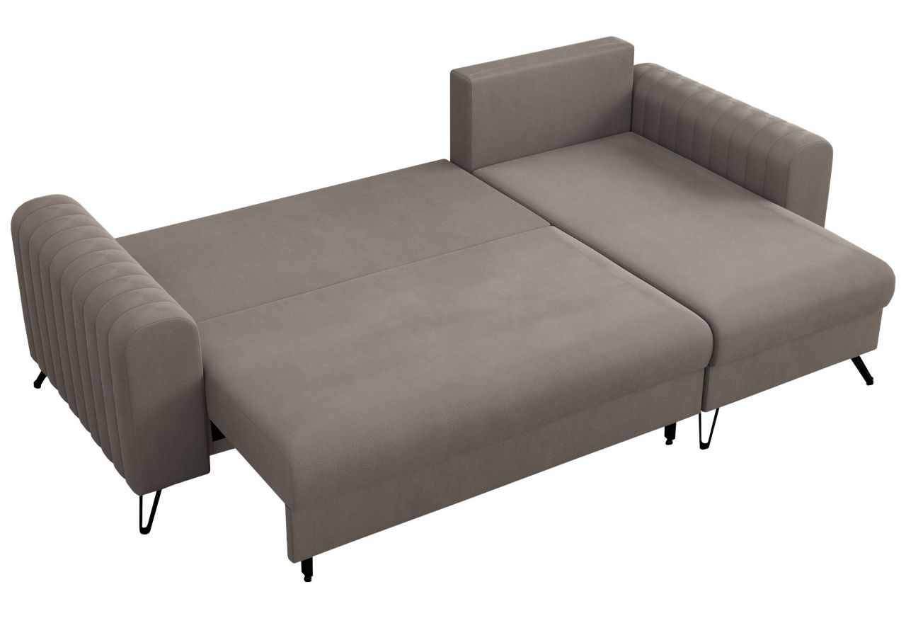 Narożnik AXEL L - uniwersalny - jasnobrązowy, welwet