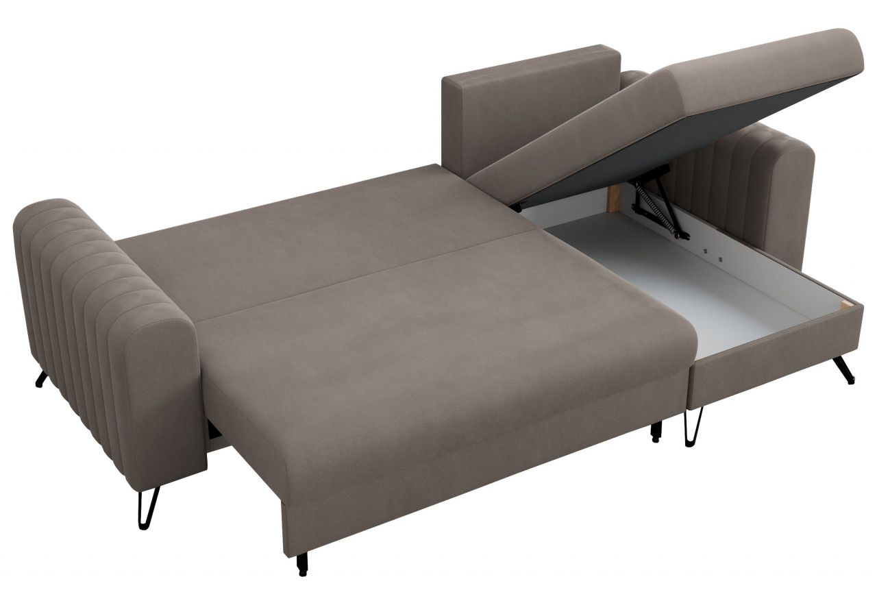 Narożnik AXEL L - uniwersalny - jasnobrązowy, welwet